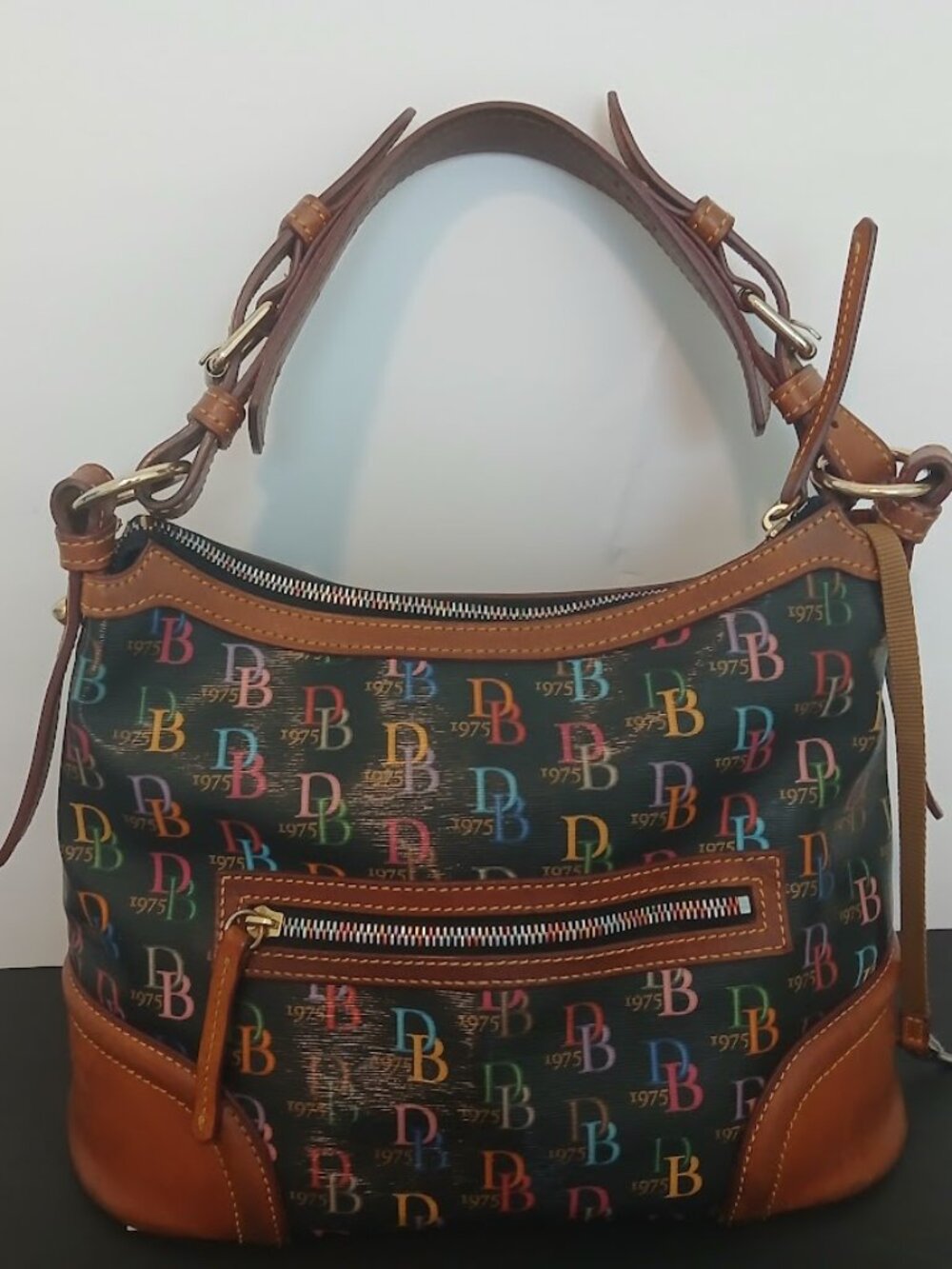Vintage Y2K DOONEY & BOURKE Satchel Handbag Rainbow Logo and Zipper + Dust Bag
